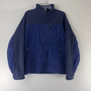 L.L. Bean Men's Full Zip Fleece Jacket Blue Size Large Polyester‎ Nylon Blend
